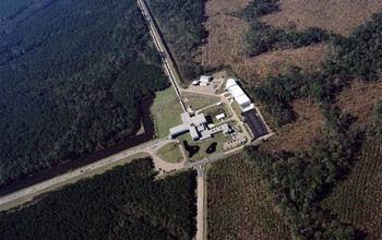 Aerial view of the LIGO detector in Hanford, Washington.